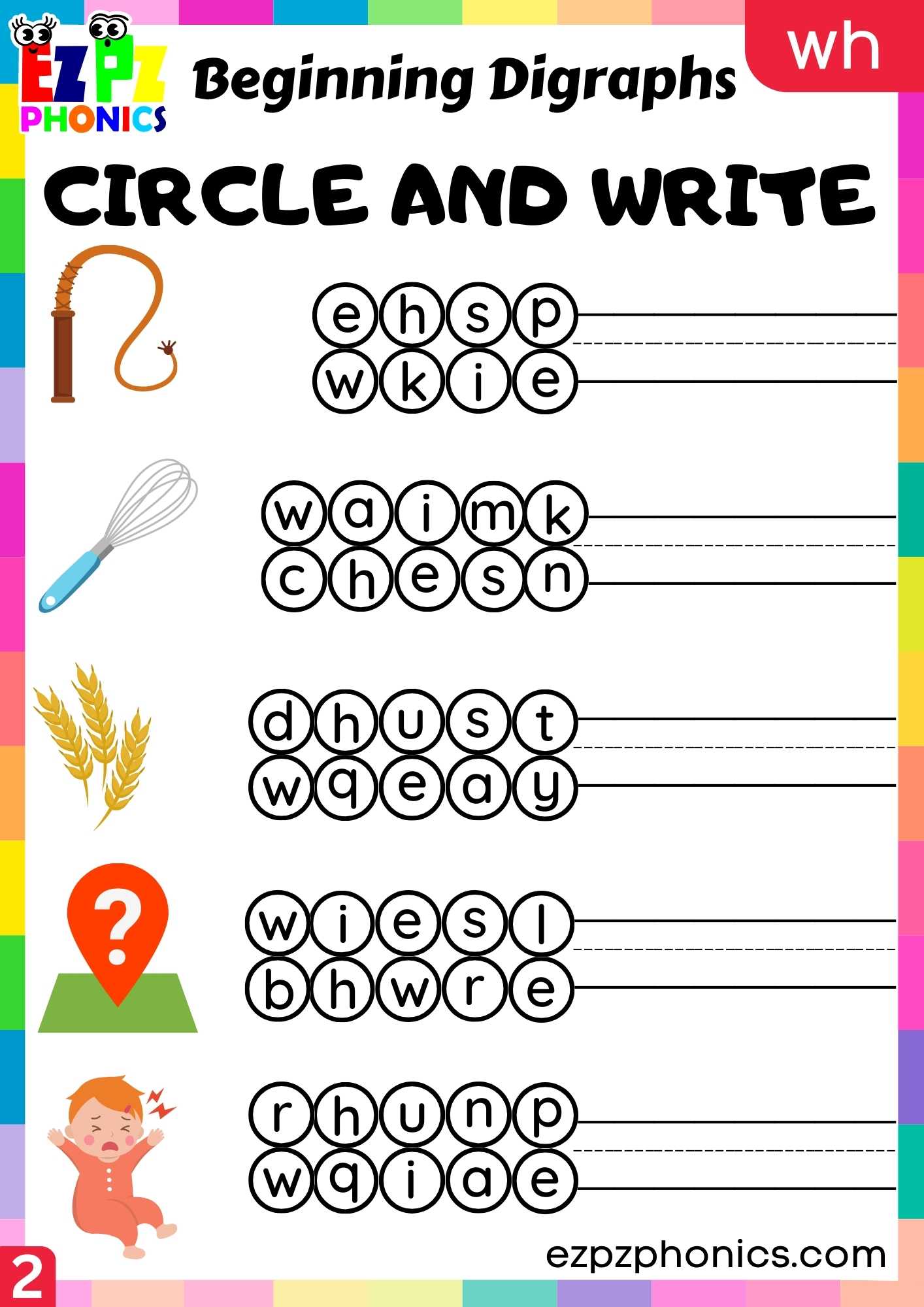 Group2 WH Words Circle And Write Consonant Digraphs Phonics Beginning ...